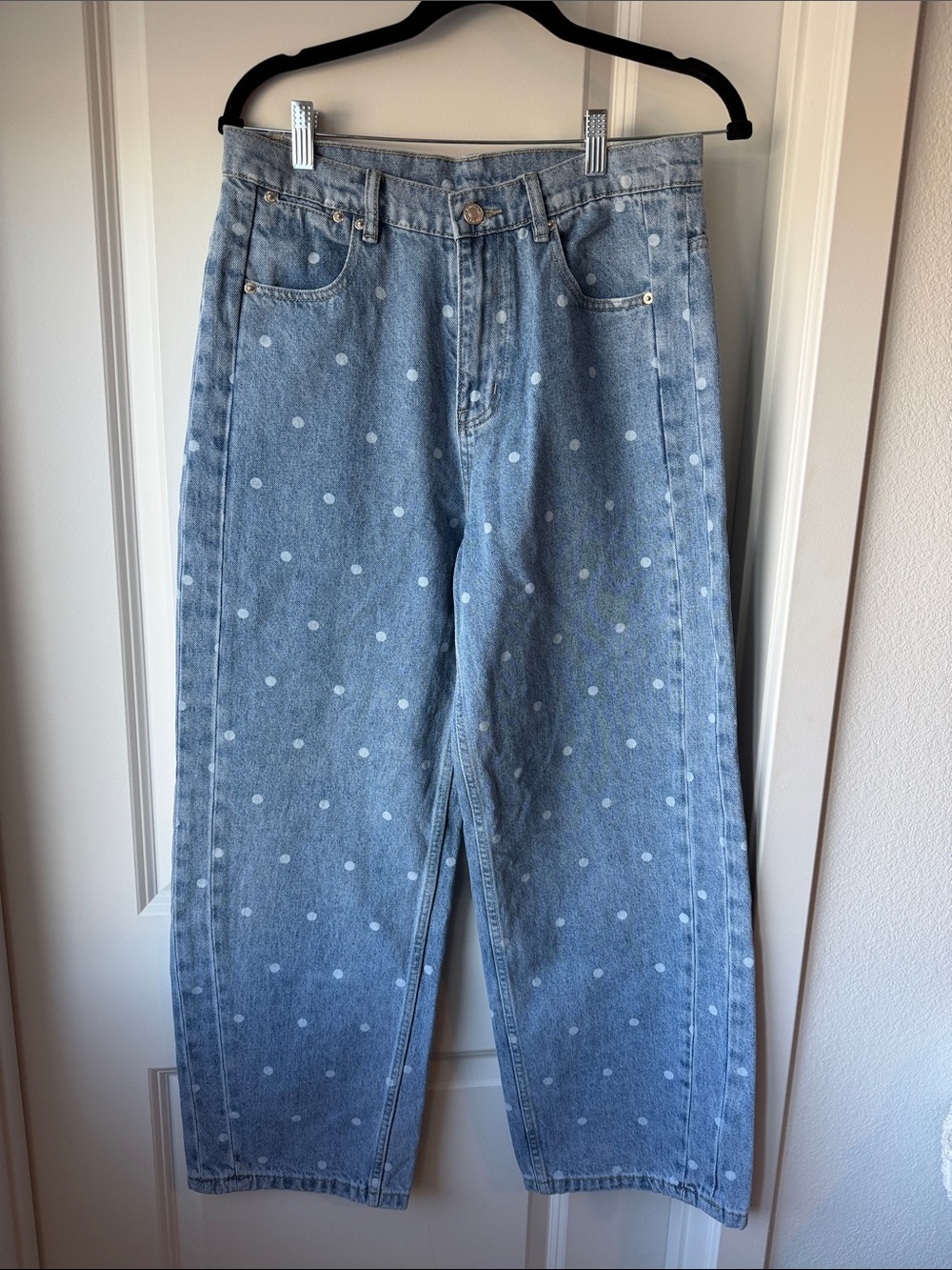 Relaxed Light Blue Polka Dot Men's Jeans